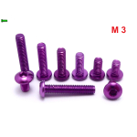 FIOLETOWE ALUMINIOWE ŚRUBY ISO 7380 M3